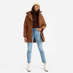 Everlane ReNew Military Parka Puffer Coat - Chestnut XXS